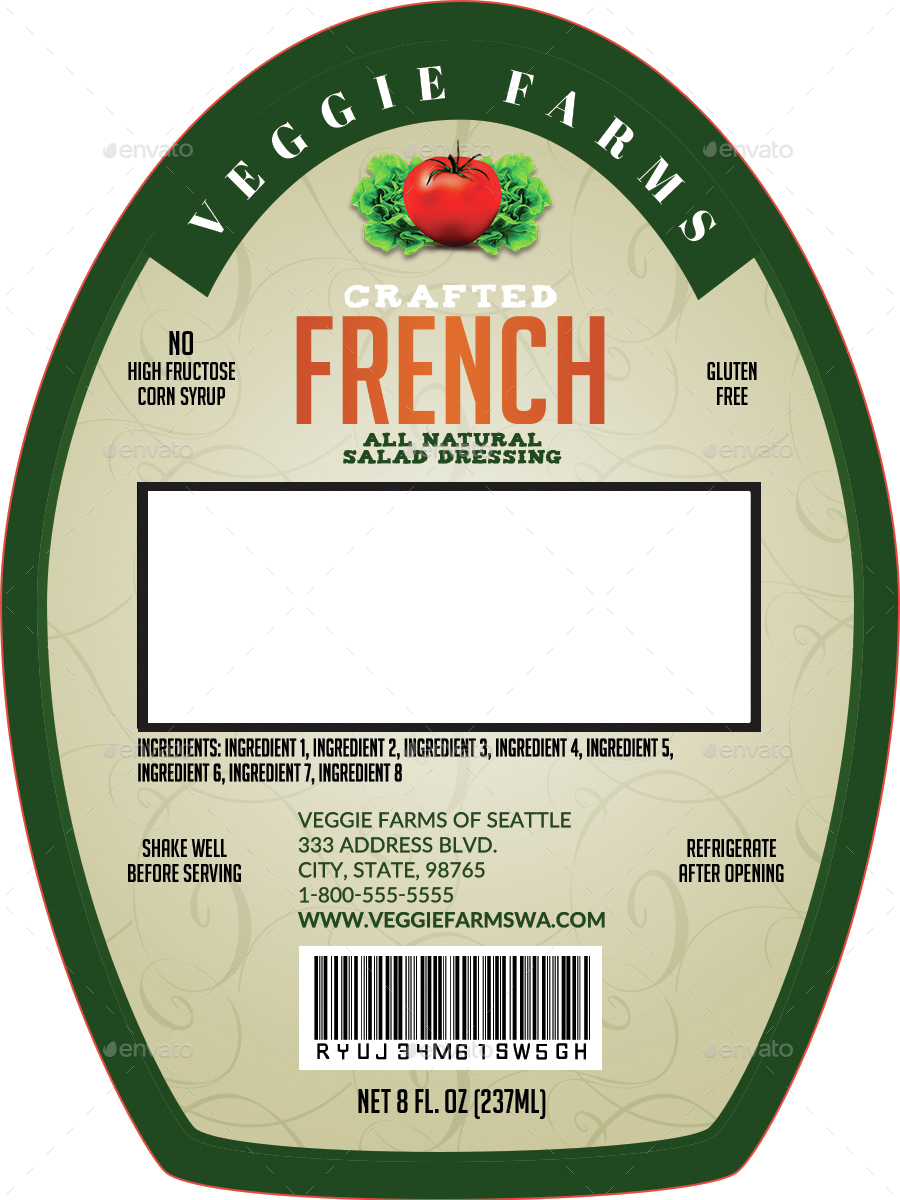 Salad Dressing Bottle Label Templates by CreativB GraphicRiver